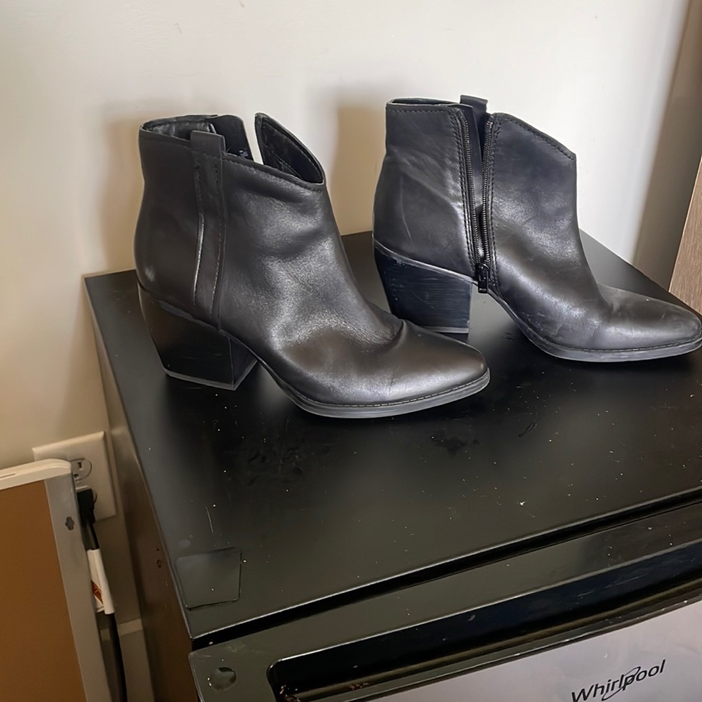 Black leather booties size 8.5